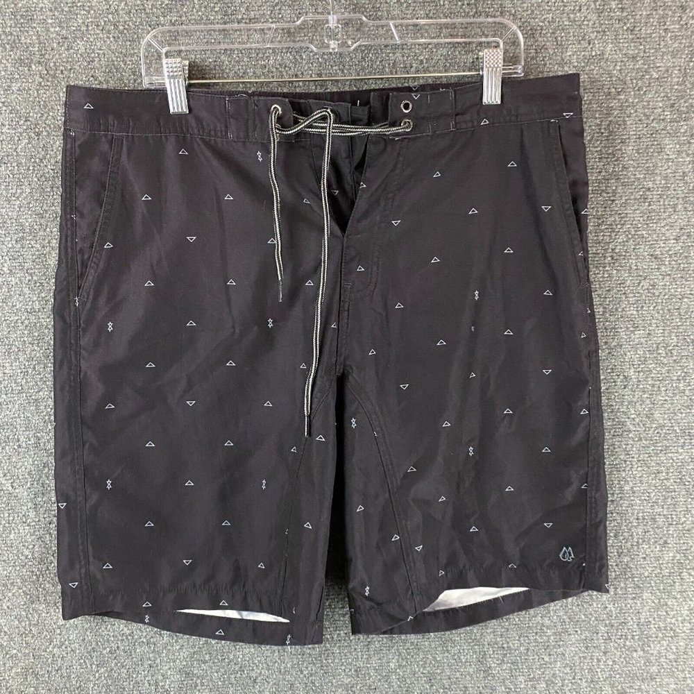 Freeworld Board Shorts Size 34 Men's Black Drawstring 100% Polyester